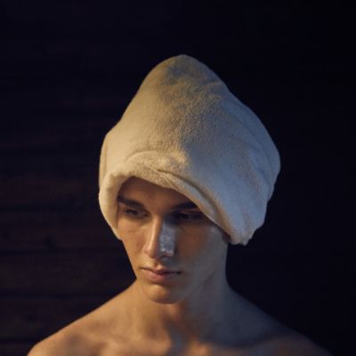 サウナタオル頭の使い方